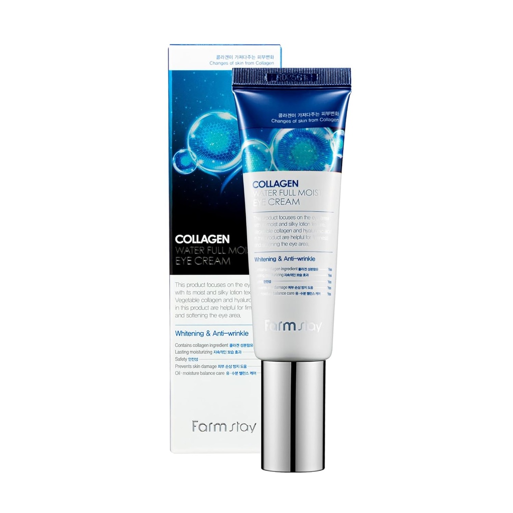 FARMSTAY Collagen Water Full Moist Eye Cream - 주름과 미세 라인의 아이 크림 아래 - 어두운 원형 - 피부를위한 교원질 - 1.69 oz