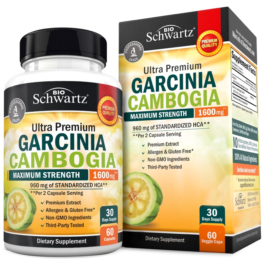 Garcinia Cambogia 체중 감소 알약 - 최대 힘 식욕 억제제 & 남자 & 여자를 위한 뚱뚱한 가열기 - 1600mg 자연적인 추출물 & 960mg HCA - Metabolism 승압기 & Carb 차단제 캡슐 - 60Ct