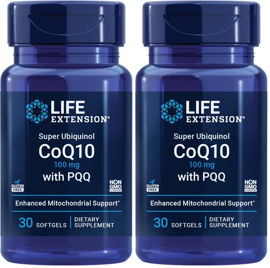 생활 연장 PQQ, CoQ10, PQQ, shilajit, 심장 건강, 세포 에너지 지원, 8X 더 나은 흡수, 글루텐 자유로운, 100 mg, 30 softgels (2의 포장)를 가진 최고 Ubiquinol CoQ10