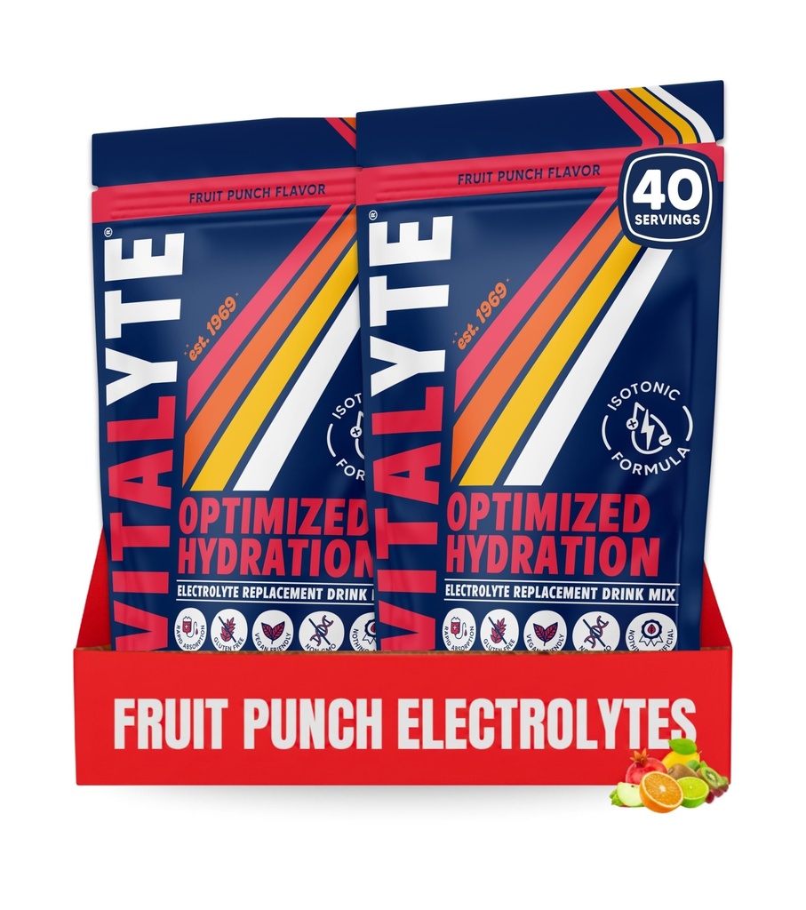 Vitalyte Electrolyte 분말 음료 혼합, Isotonic Electrolyte Hydration 혼합, 글루텐 무료 포스트 운동 분말 혼합, 2, 35 온스 팩. 각, 과일 펀치 풍미