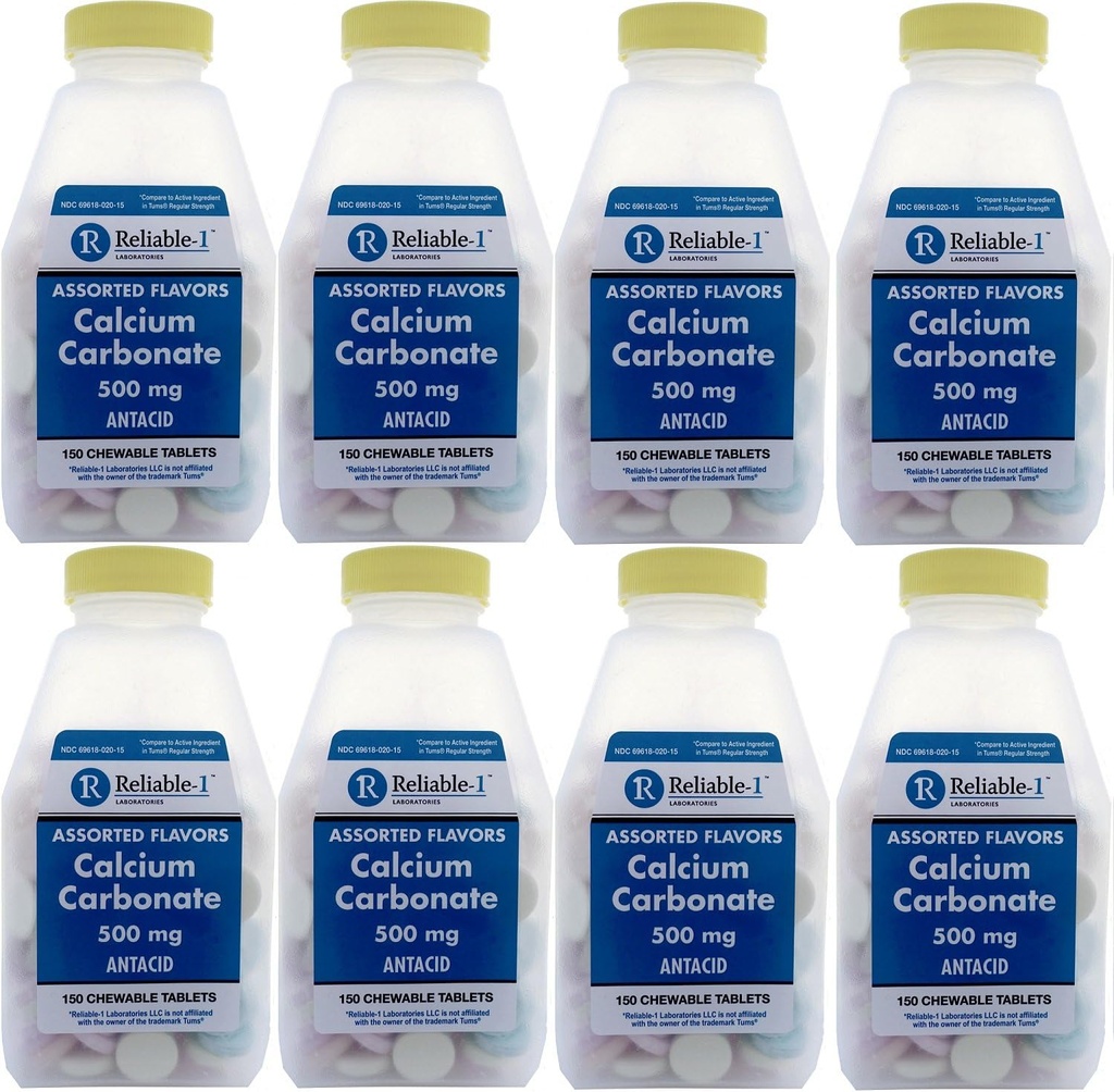 Tums를 위한 칼슘 500 mg 일반적인 분류된 과일 맛 있는 Chewable 정제 산 Indigestion, Heartburn, Sour Stomach 150 Chewable 정제 8의 병 팩 당