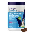 Vetnique Glandex 섬유와 소화 효소, Probiotic Chews 또는 분말 (120ct Chews, Bacon Chews)를 가진 개를 위한 매일 Probiotics