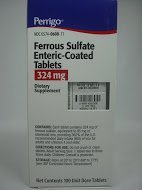 철 황산염 324mg Enteric 입히는 빨간 정제 100count