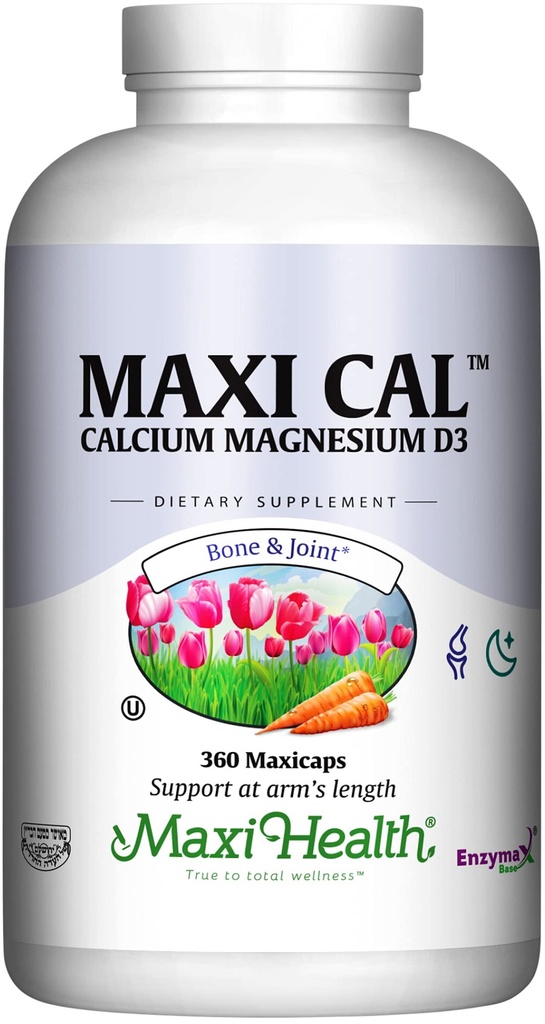 Maxi 건강 칼슘 1000 mg 보충 비타민 D3 (1000 IU)와 마그네슘 (500 mg) - 남자와 여자를 위한 뼈, 이 및 합동 지원 - 360 캡슐 - Maxi Cal