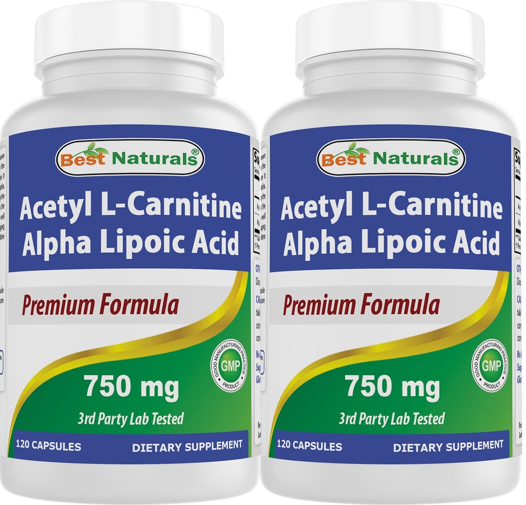 제일 자연적인 아세틸 L 카르니틴과 알파 Lipoic 산 750 mg 120의 캡슐 (120의 팩 2))