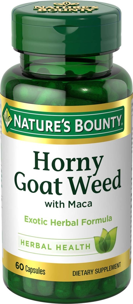 자연의 Bounty Horny Goat는 Maca, 초본 건강 보충교재, 60의 캡슐에 넣었습니다