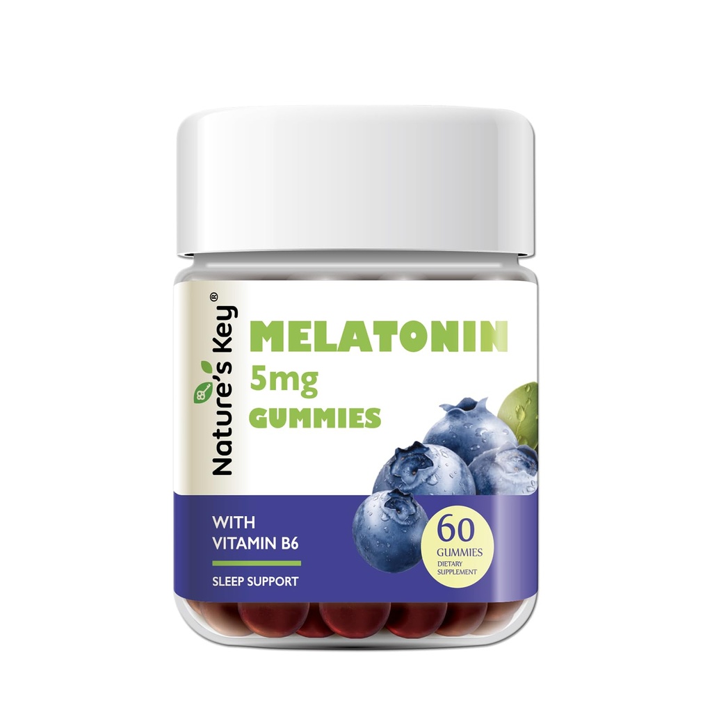 아이 & 성인을 위한 성격의 열쇠 Melatonin Gummies, 비타민 B6, 비 GMO, 글루텐 자유로운 자연 블루베리 풍미 60 조사를 가진 5mg 복용량 거미