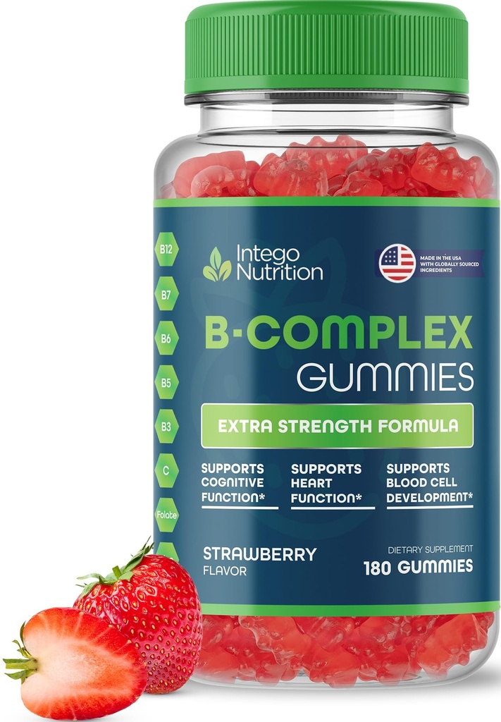성인을 위한 비타민 B 복합체 Gummies, 여성과 남성을 위한 B 복합체 비타민 보충교재, 에너지와 뇌 건강을 위한 B 비타민 복합체 Gummies, 자연적인 딸기 풍미, 180 조사