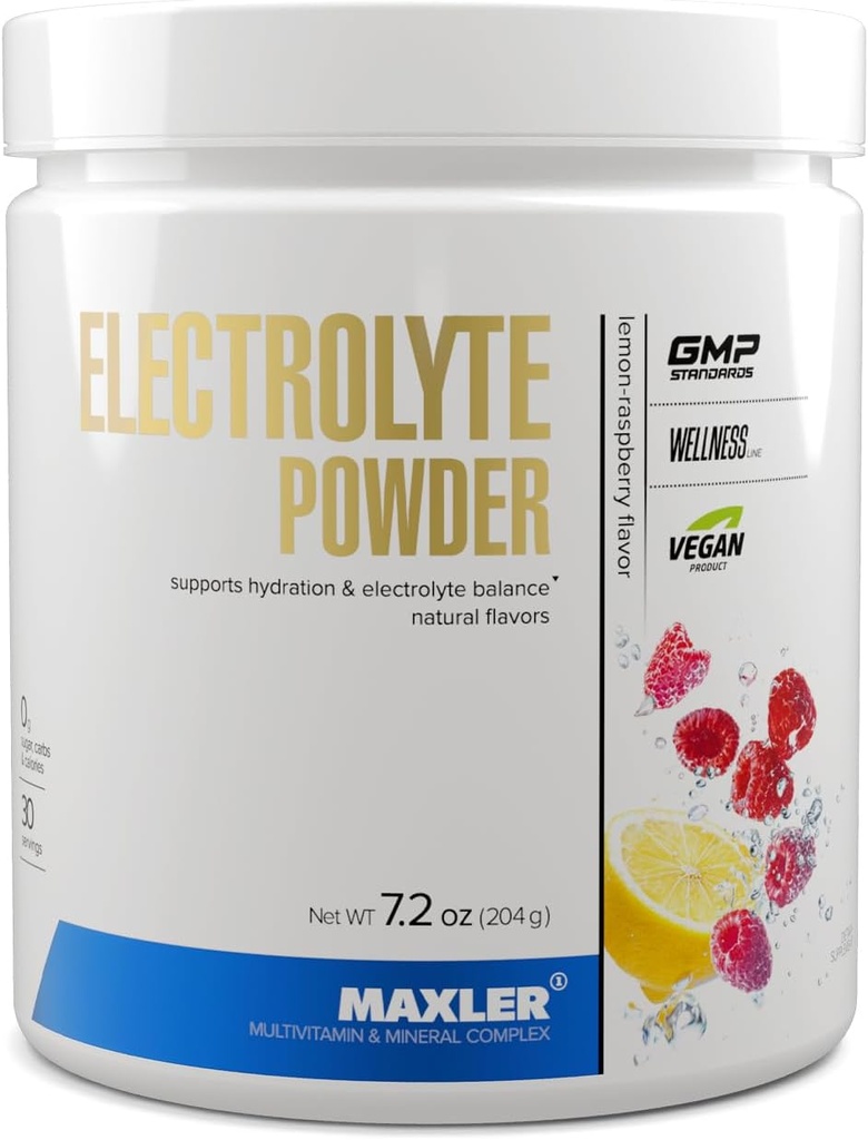 Maxler Electrolyte Powder - Hydration Powder Electrolyte Drink Mix with Trace Mineral Complex - 자연 풍미와 감미료가있는 Keto Electrolytes Powder - 30 서빙 - 레몬 - 라즈베리