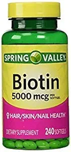스프링 밸리 - Biotin 5000 mcg, 스프링 밸리의 240 Softgels