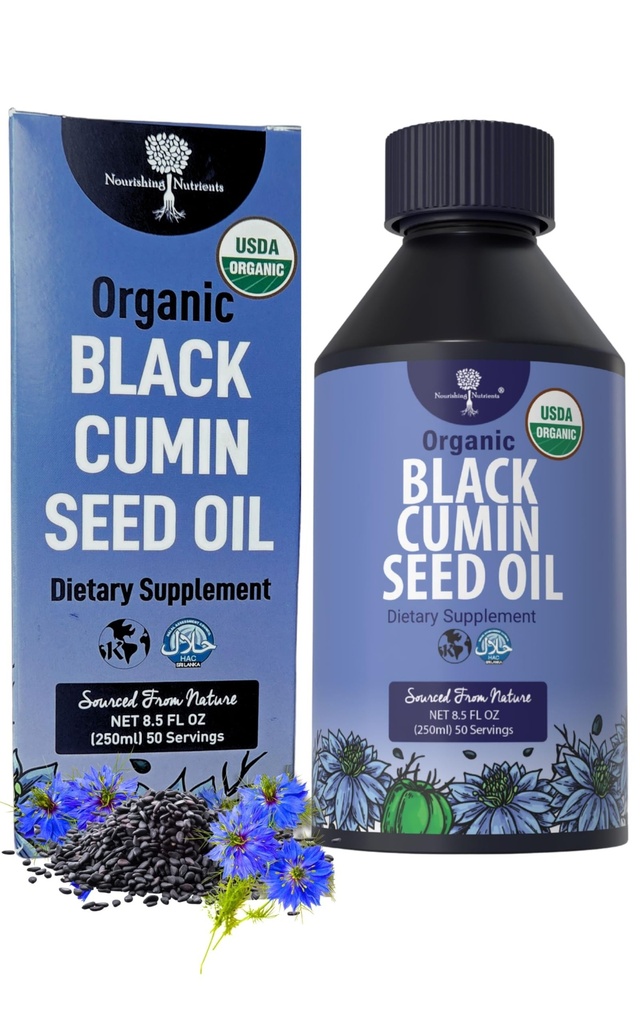 유기 블랙 Cumin 씨앗 오일-USDA-Cold Pressed –최대 6X Stronger Thymoquinone- Pure Nigella Sativa Cumin Seeds - Immune Support, Antioxidant, Calming, Skin & Hair 용 프리미엄 보충 (8.5 oz)