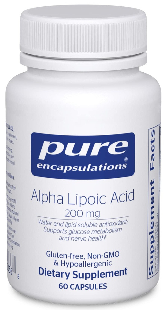 순수한 캡슐화 알파 Lipoic 산 200 mg - 200mg ALA - Liver & 산화 방지제 지원 * - Nerve 건강 & Carb 대사를 위해 - 채식주의자 & 비 GMO 보충교재 - 60의 캡슐