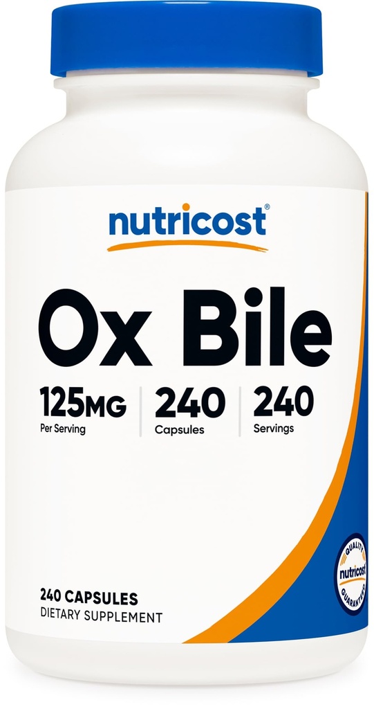 Nutricost Ox Bile 캡슐 125mg, 240 캡슐 - 비 GMO
