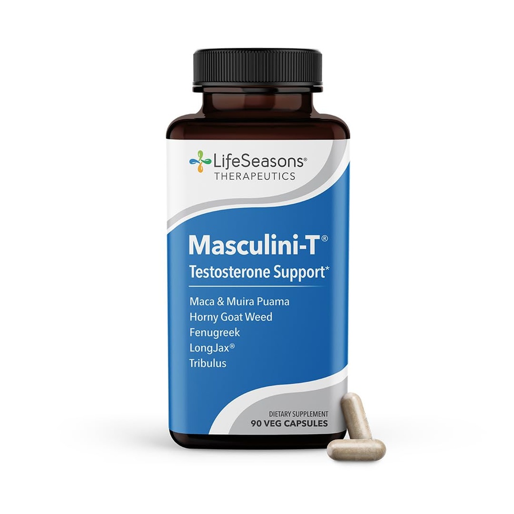 LifeSeasons Masculini-T - 테스토스테론 지원 보충교재 - 성 및 Athletic 성과의 정신 & 육체적인 종족을 강화하십시오 - 정상적인 탄성 기능 지원 - Libido를 개량하십시오 - 90의 캡슐