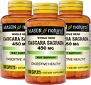 Mason 자연적인 Cascara Sagrada 450 mg의 정상적인 소화 기능 지원을 위한 초본 보충교재, 100개의 모자 (포장 3)