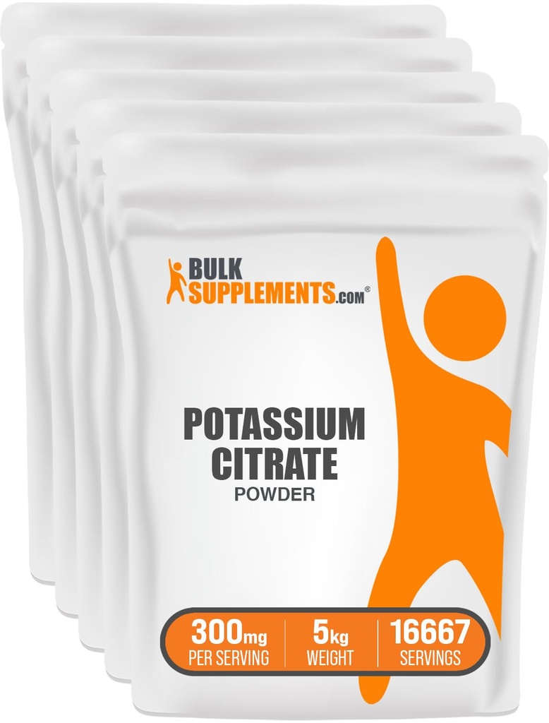 BulkSupplements.com 칼륨 구연산염 분말 - Hydration 지원, 무기물 보충교재, 칼륨 99mg - 글루텐 무료, 서빙 당 300mg, 1kg (2.2 lbs) (포장 5)