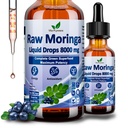 익지않는 Moringa 액체 하락 8000 mg의 유기 Moringa Oleifera 잎 추출물 w. Supergreens는 항 산화제, 에너지 & 면역성, 캡슐 분말 보다는 높은 효능을 위한 Wheatgrass, Barley 잔디의 혼합을 강화합니다
