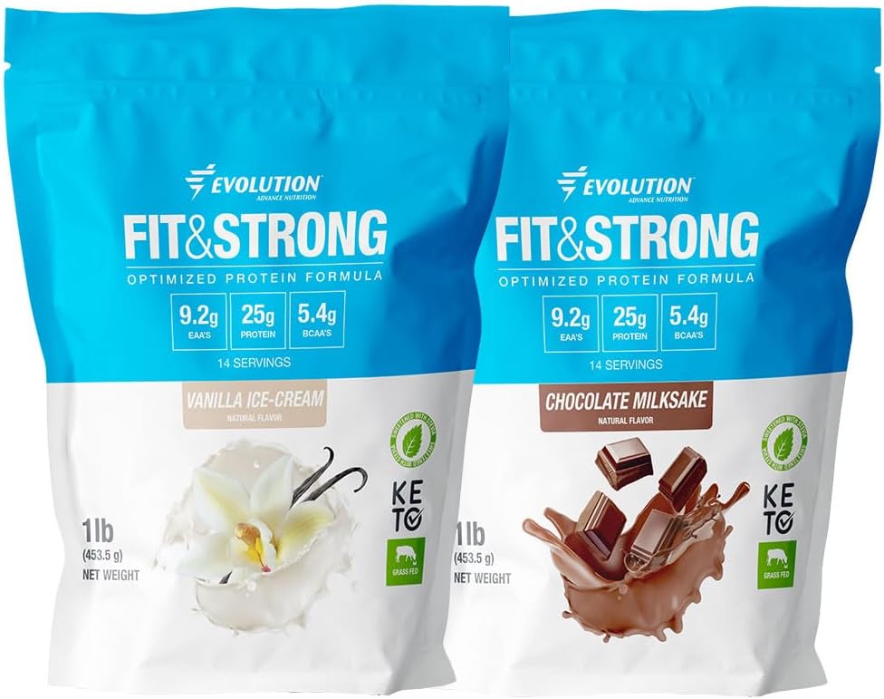 진화 진보 된 영양 적합 & 강한 - BCAA, 자연 풍미를 가진 순수한 Whey 단백질 분말 – 2 파운드 (Vanilla) + 적합 & BCAA를 가진 강한 순수한 Whey 단백질 분말 – 2 파운드 (Chocolate)