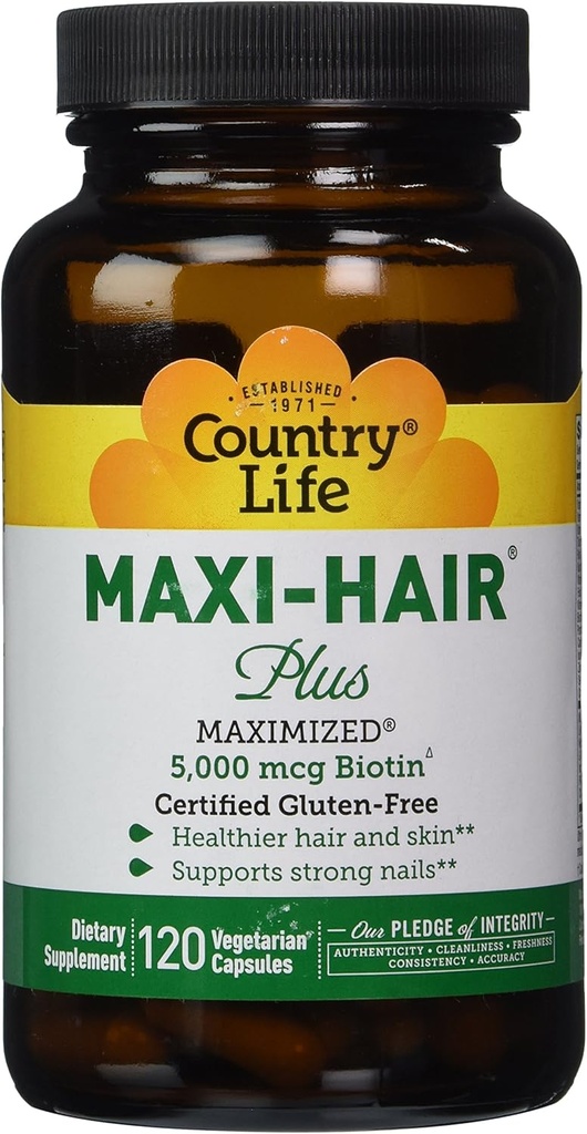 COUNTRY LIFE 비타민 Maxi-Hair Plus BIOTIN, 120 VCAP
