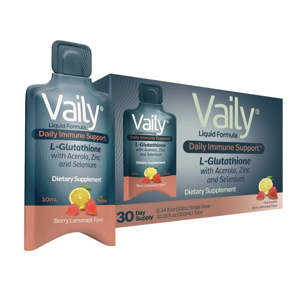 성인을 위한 Vaily 면역 지원 보충교재 - 액체 글루타티온 보충교재 860 mg w/Acerola 비타민 C 아연 & 셀렌 - 높은 힘 산화 방지제, 피부 건강, Detox 매일 - 30의 단 하나 복용량 작은 유리병