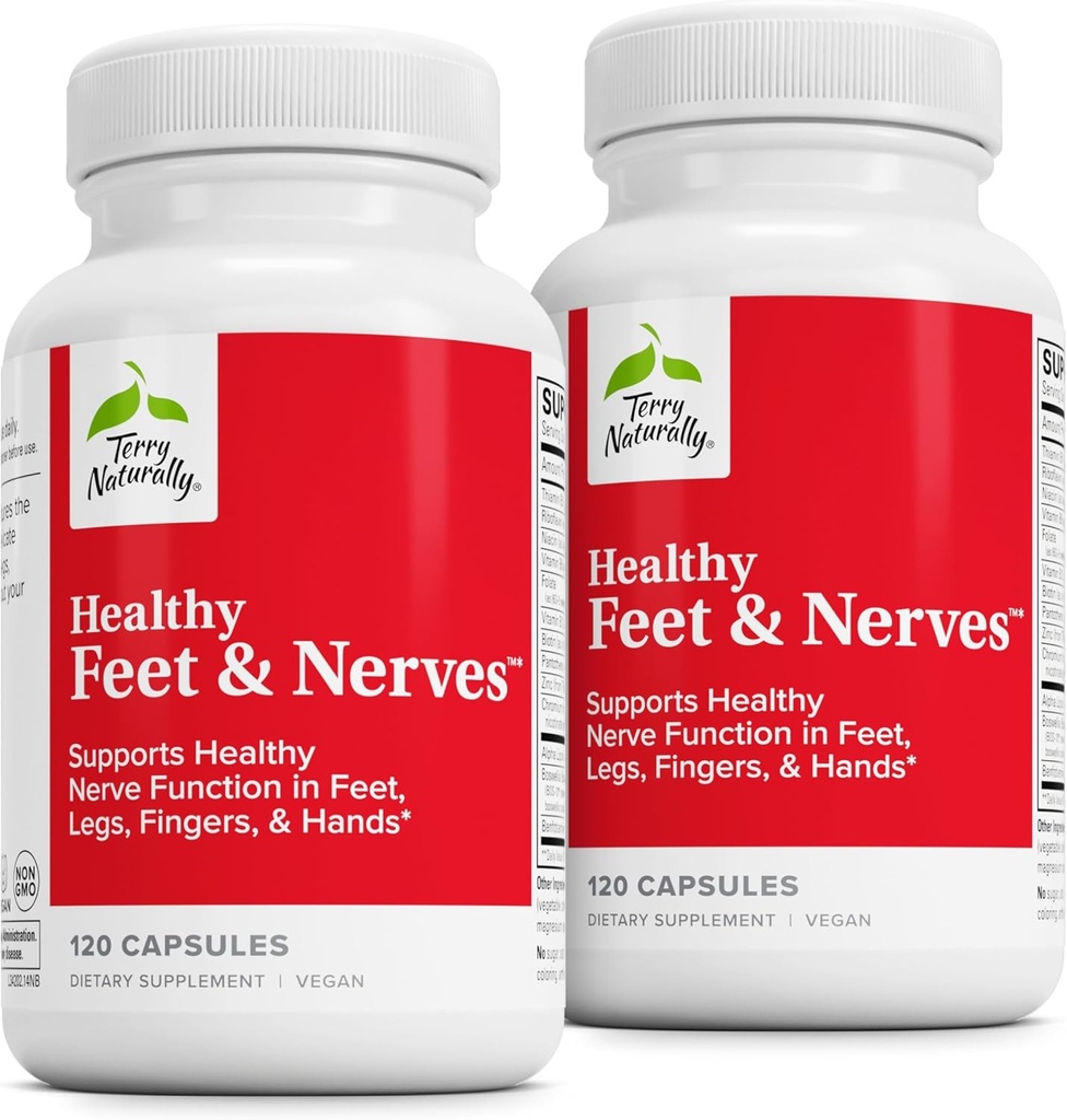 Terry Naturally Healthy feet & Nerves - Bioactive Vitamin B12의 초본 보충 - 순환 & Nerve Health Support Supplement - Boswellia Serrata와 Vegan 캡슐 - 120 캡슐 (팩 2)