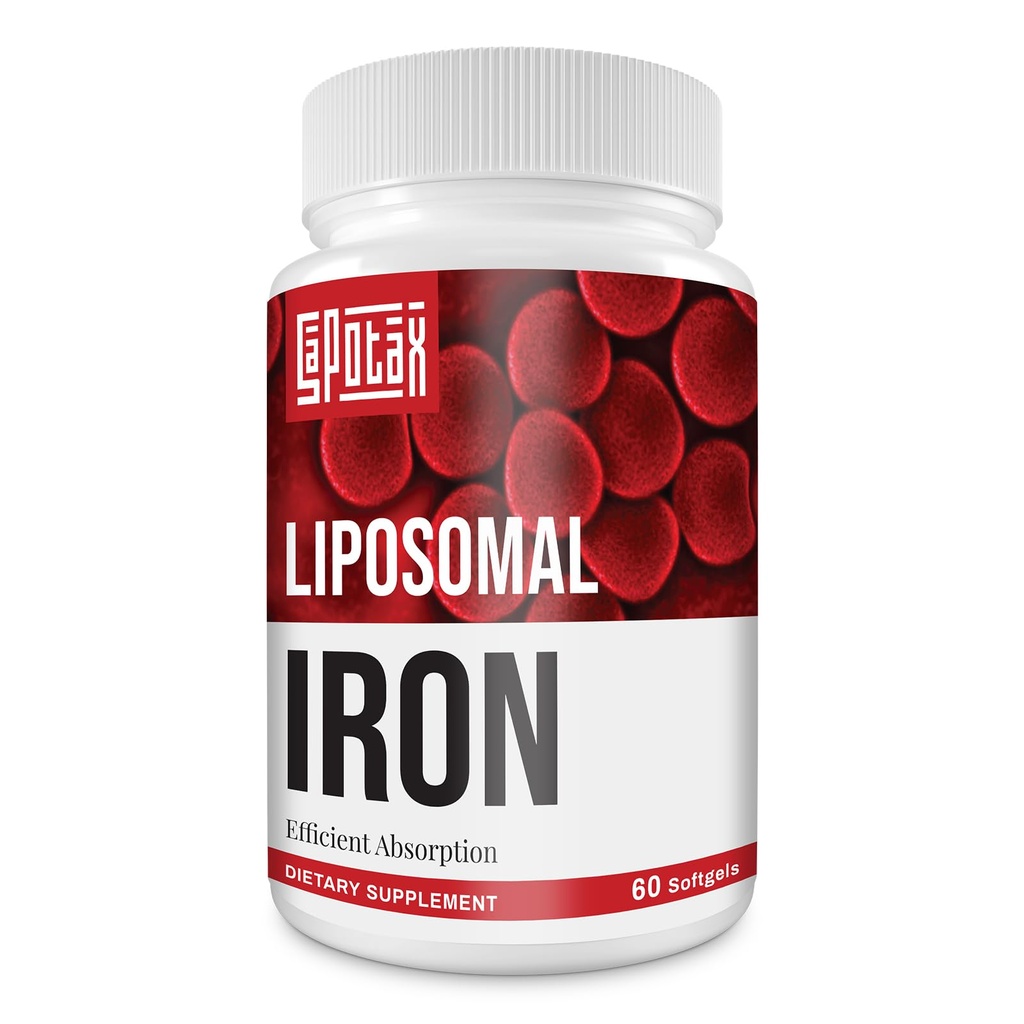여성을 위한 Liposomal Fe 철 보충교재, 남자를 위한 Folic 산 & 비타민 B12를 가진 65 mg 철 보충교재, 성인 철 결핍을 위한 매일 혈액 & 에너지 지원 60 Softgels (1개의 병)