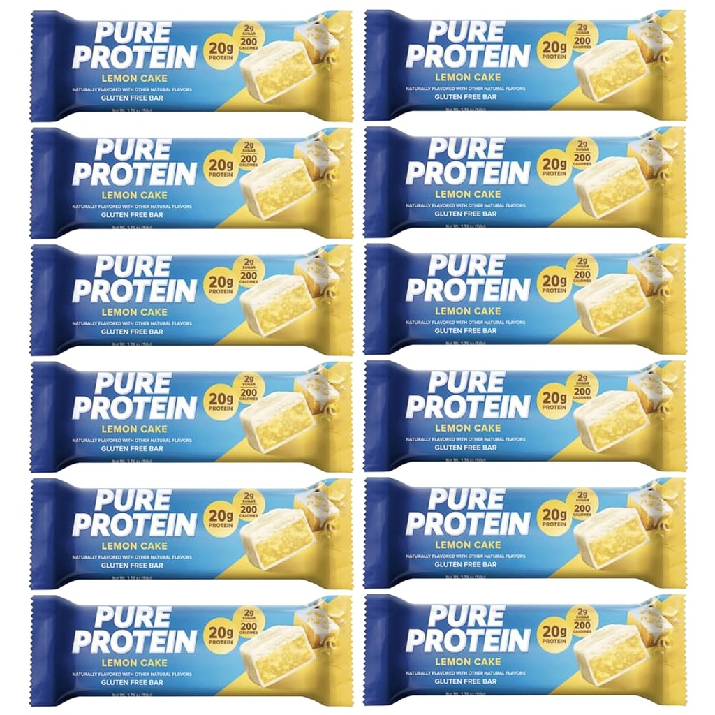 순수한 단백질 막대기, 높은 단백질, 에너지, 낮은 설탕, 1.75 oz 12 조사 레몬 케이크를 지원하는 영양가 있는 식사