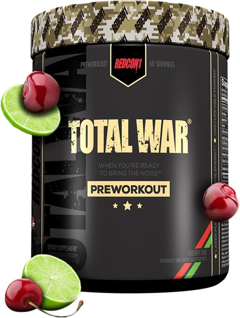 REDCON1 총 전쟁 전 운동, Cherry Lime - Beta Alanine + Citrulline Malate Vegan & Keto Caffeine의 320mg를 가진 남자 & 여자를 위한 친절한 운동 (50의 서빙)