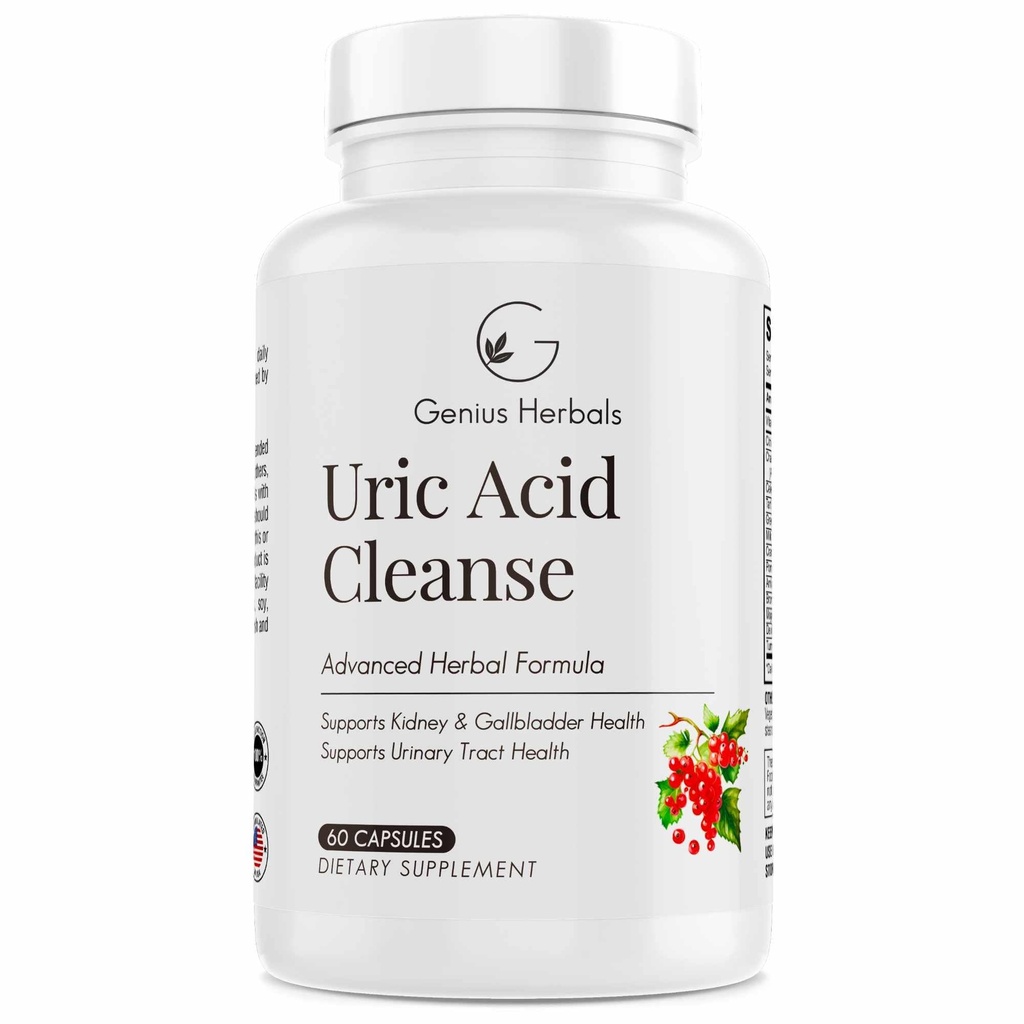 Uric Acid Cleanse – Kidney, Liver, Gallbladder & Urinary Tract Health, 고급 초본 공식 지원 - 60 캡슐