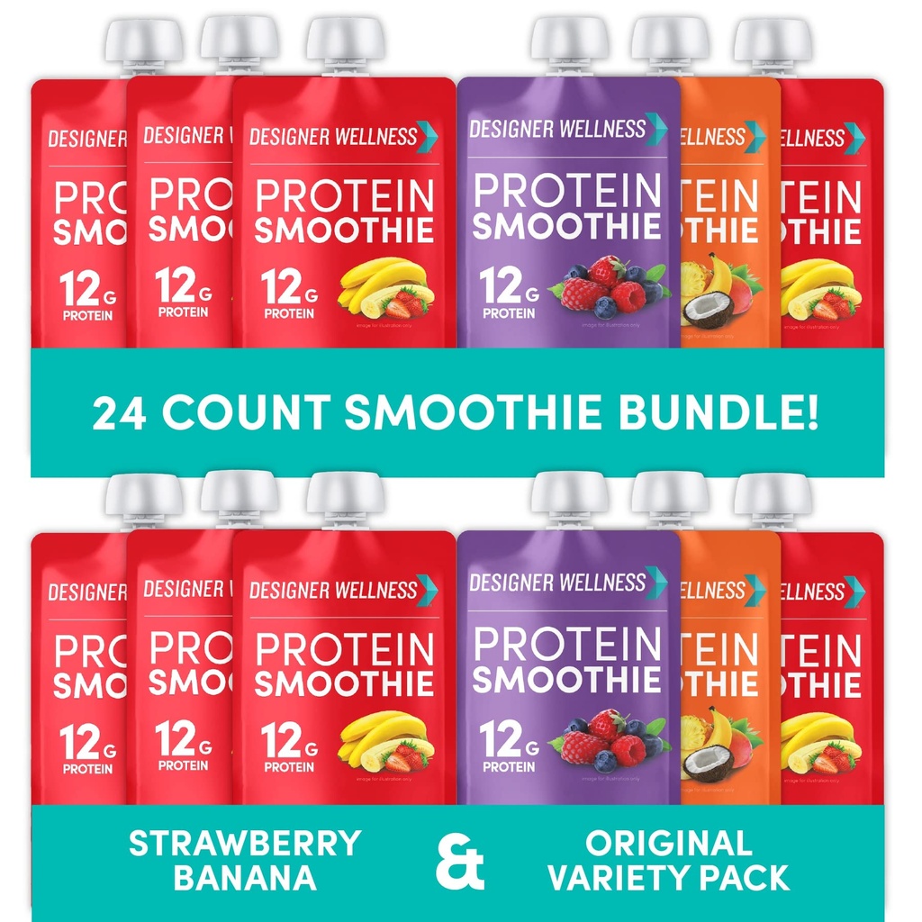 디자이너 Wellness Protein Smoothies 다양한 팩과 딸기 바나 번들