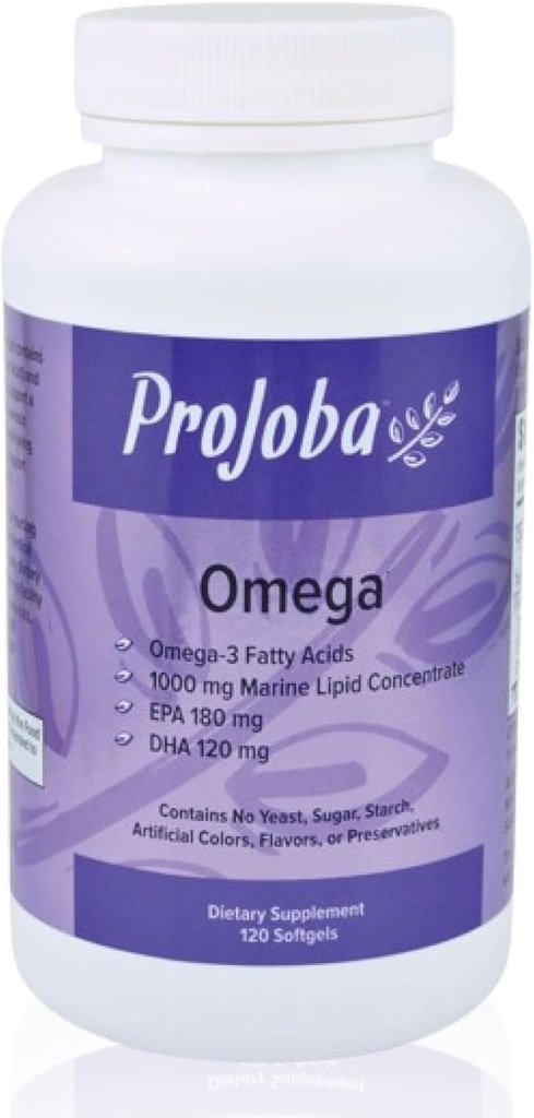 Youngevity Projoba OmegaTM - 1000 mg Omega-3 - 고순도 - 180 EPA & 120 DHA는 뇌와 심장 건강 -120 Softgels (2의 포장)를 승진시킵니다