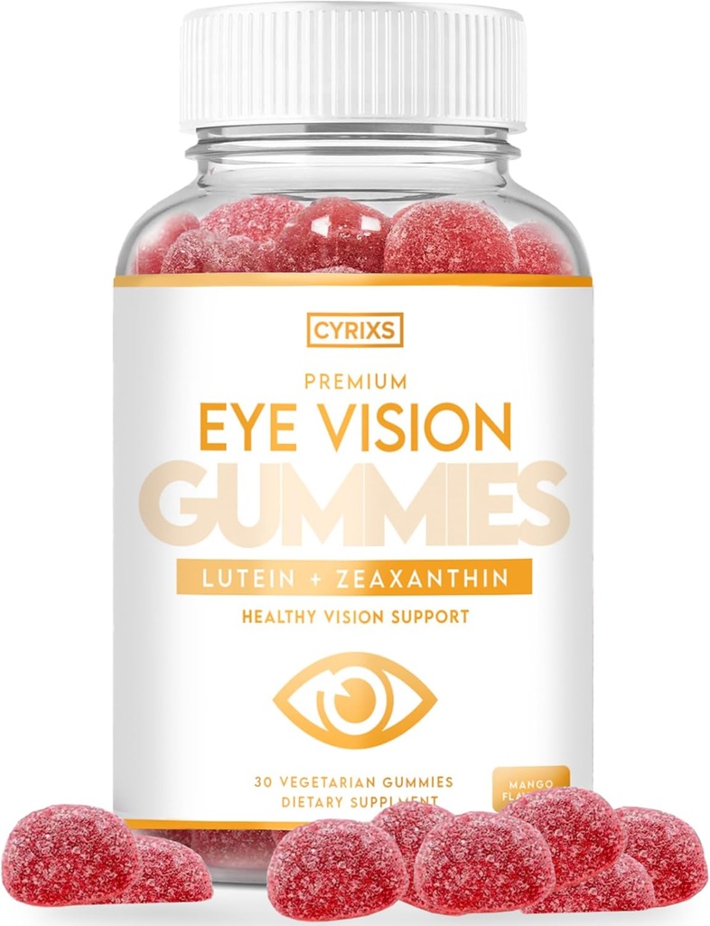 일반 Cyrixs 건강 눈 비전 Gummies - Lutein & Zeaxanthin Eye Health Supplement for Adults - 맛있는 망고 맛있는 눈 비타민 - 눈의 편안함과 푸른 빛의 방어 Crystal-Clear Vision