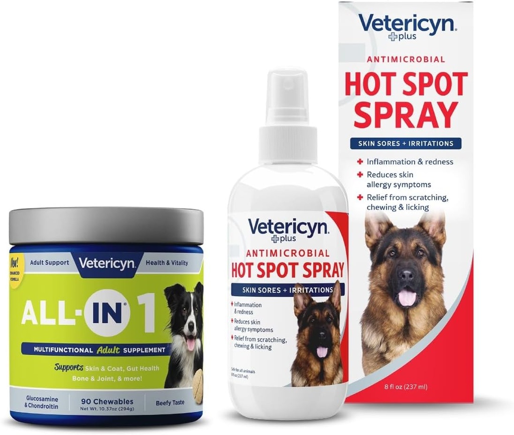 Vetericyn All-in 1 다기능 개 보충 및 Vetericyn Plus 핫 스팟 스프레이