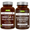 높은 흡수 Omega-3 야생 물고기 기름 + 메틸을 꿴 남자의 Multivitamin 뭉치, 1000mg EPA & DHA 180 Softgels +는 Igennus에 의해 Multivitamin 180 정제를, 중단했습니다