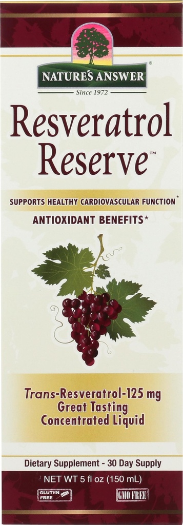 Nature's Answer Alcohol-Free Resveratrol Reserve 5oz Concentrated Liquid | Antioxidants와 포장 | 전체 웰빙 | 면역 시스템 지원 | 단일 카운트