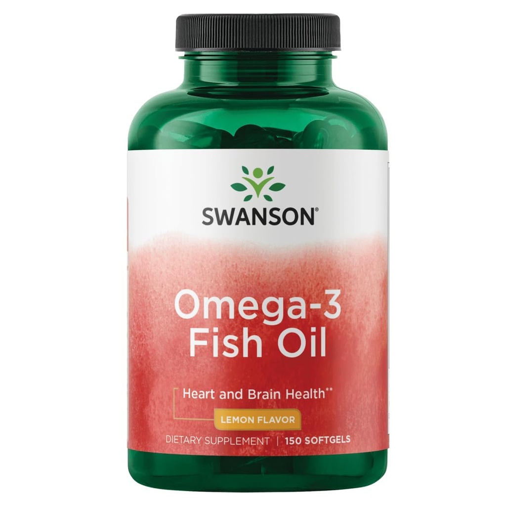 Swanson Omega 3 물고기 기름 보충교재 심장 및 합동 지원 GMO 자유로운 EFAs 120 mg DHA 150 Softgel 캡슐 레몬 풍미 플러스 180 mg EPA