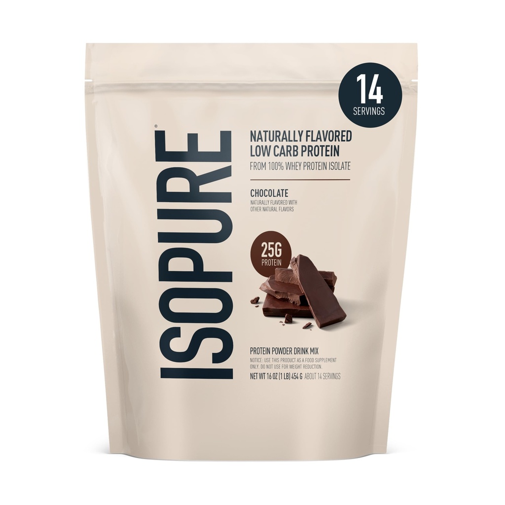 Isopure 낮은 Carb 100 % 순수 Whey Isolate Protein Powder, Lactose Free, Gluten Free, 비타민, 다크 초콜릿, 25g Protein Per 서빙 당, 1 Lb, 14 서빙 (5 월 Vary)