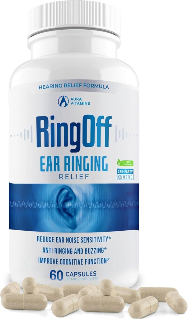 반지 떨어져 (60의 모자) – 반지 귀, 명확한 틴니우스 Quieting 귀 반지 기복 & Restoring 안 평화, Ginkgo Biloba, 아연 Picolinate & 더 – 효과적인 Hearing 건강 지원 (1)