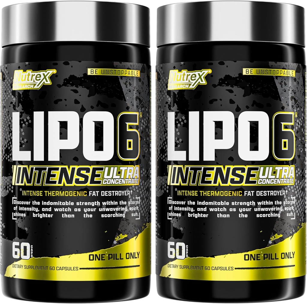 Nutrex Research Lipo6 Black Intense Ultra Concentrate Thermogenic Belly Fat Burner for Men and Women | 다이어트 체중 감량 보충 및 식욕 억제 | 2 팩