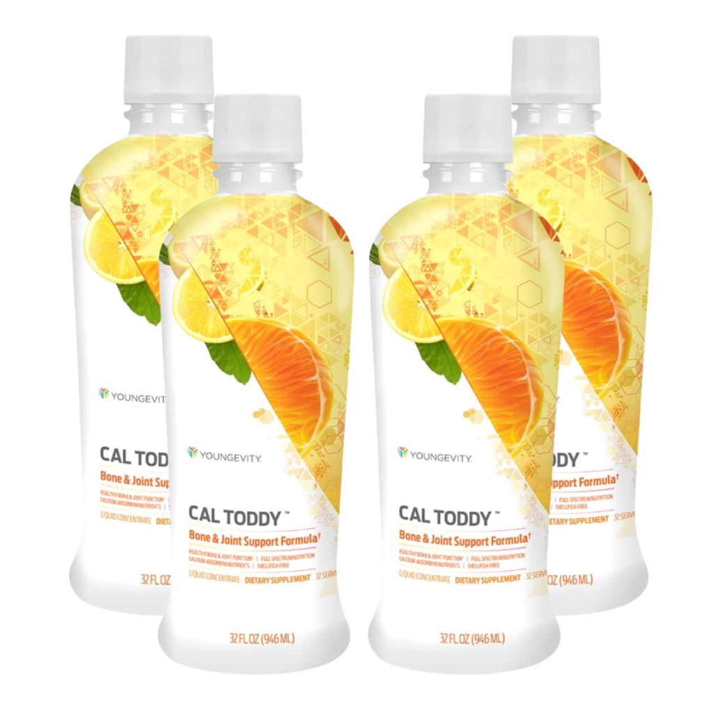 Youngevity CAL Toddy - 칼슘 (Citrate, Phosphate) 마그네슘 1,200mg / 600mg - 비타민 D-3, 아연, 구리, 칼륨, 보론 및 70 + 추적 광 요인 - Bone 건강 지원 - 32 Fl Oz (포장 4)