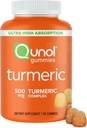 Qunol Turmeric Gummies, 500mg Turmeric Curcumin, 합동 지원 보충교재, 매우 높은 흡수 Tumeric Curcumin, Vegan, 글루텐 자유로운, 90 조사를 가진 거미