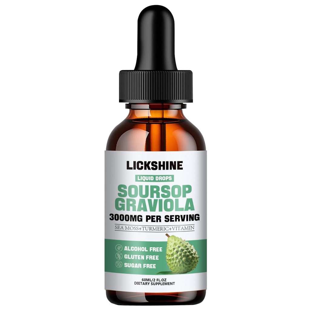 1개의 팩 3000MG Soursop Graviola 세포 지원 &Regeneration, lmmune, Gut, 산화 방지제, 계류, 휴식, 간결 및 수면 Zzz - Soursop Graviola 잎 추출물, 바다 모스, 심황 - 2Fl Oz