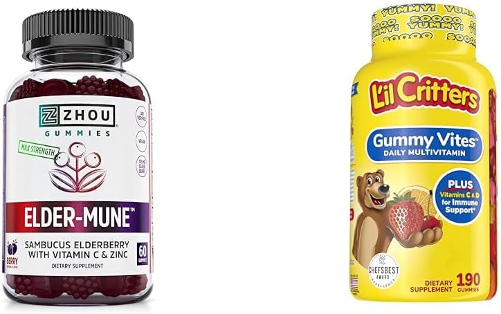 ZHOU 영양 Elderberry Gummies & L'il Critters Gummy Multivitamin, 60 & 190 Gummies