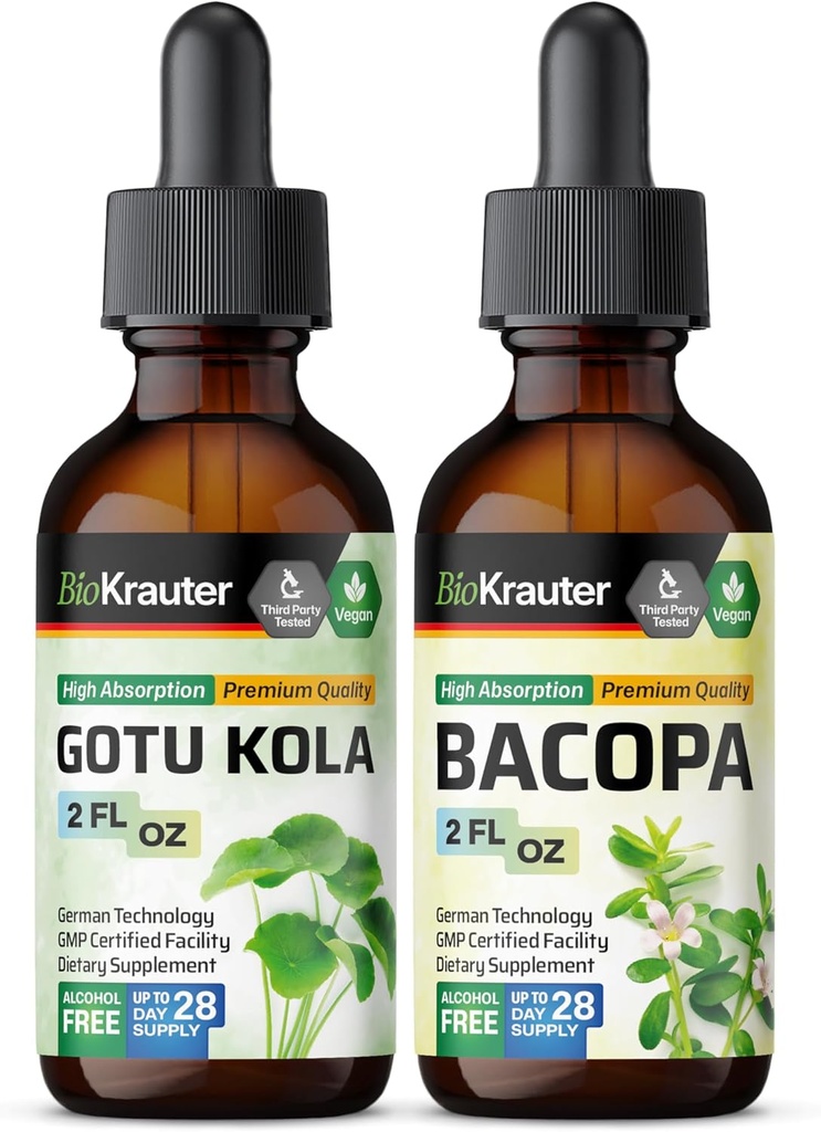 BIO KRAUTER Gotu Kola Tincture 2 Fl. Oz. & Bacopa Tincture 2 Fl. 오즈.