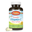 Carlson - Kid's Chewable Vitamin C, 250 mg, 설탕 1g, 면역 지원 & Optimal Wellness, 산화 방지제, Tangerine, 60 채식 정제