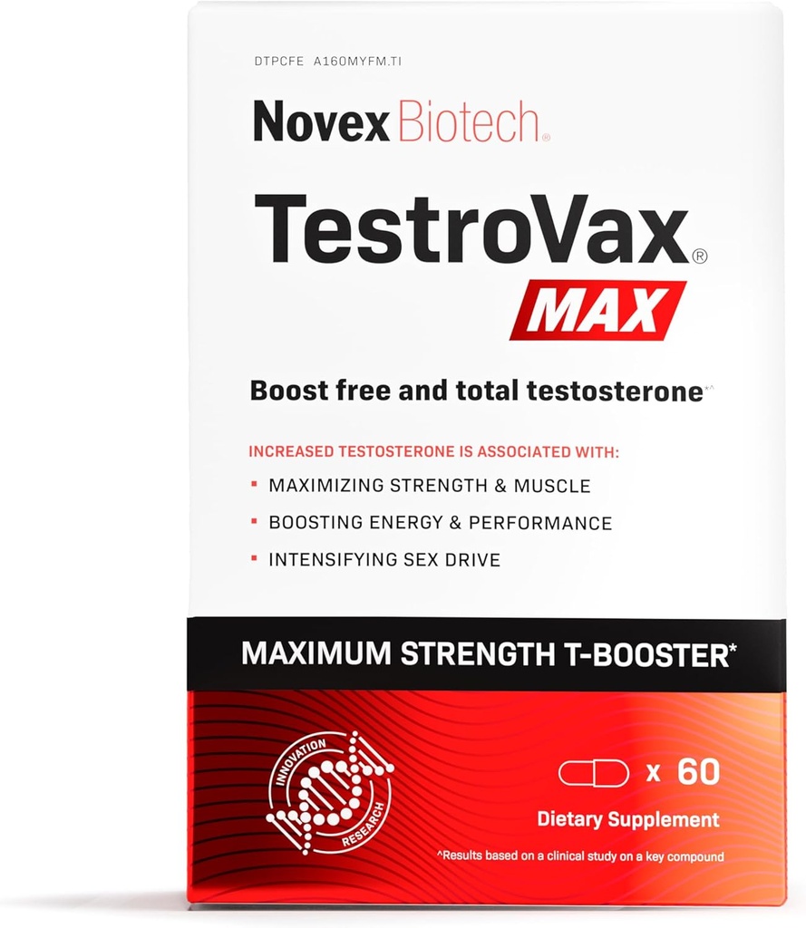 Novex Biotech TestroVax MAX - 매일 테스토스테론 Multivitamin - 테스토스테론과 증가 힘, 60 Ct를 위한 규정식 보충교재