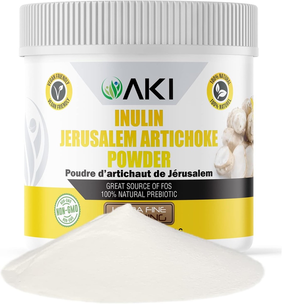 AKI Inulin 예루살렘 Artichoke 분말 (6oz/170g) 섬유 & 프리 바이오 틱, 커피, 스무디, 주스 및 기타 식사에 이상적입니다 - Vegan, 글루텐 무료 (팩 1)