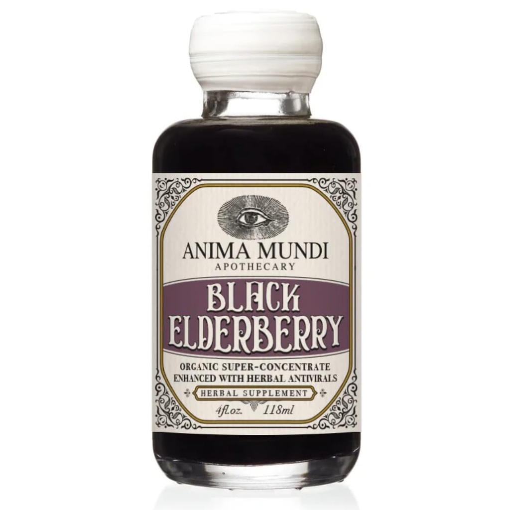 Anima Mundi Apothecary Black Elderberry Syrup - Skullcap Baikal, Cordyceps, Reishi, Shiitake & Maitake Mushrooms와 유기 Elderberry 시럽 지원 면역 (4oz / 118ml)