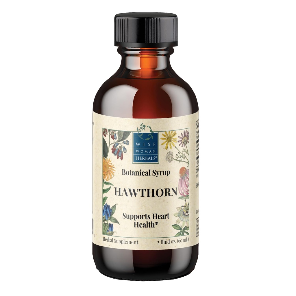 Wise Woman Herbals Hawthorn Berry Solid Extract 4:1, Alcohol-Free Extra Strength, 건강한 순환, 산화 방지제 보호, 허브 심혈관 지원, 2 Fl Oz