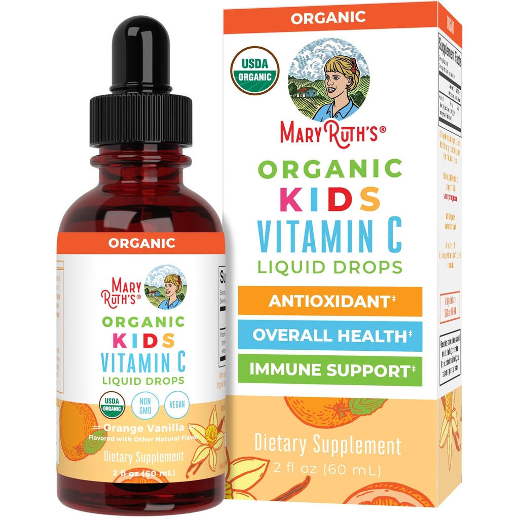 MARYRUTH'S Kids Vitamin C Drop | Vegan Immune Support Supplement for Ages 4-13 | 면역 지원 및 전반적인 건강 | 비타민 C 유기농 Acerola 과일 추출물 | 2oz